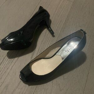 MICHAEL KORS Black Toe peep 3 inch heels